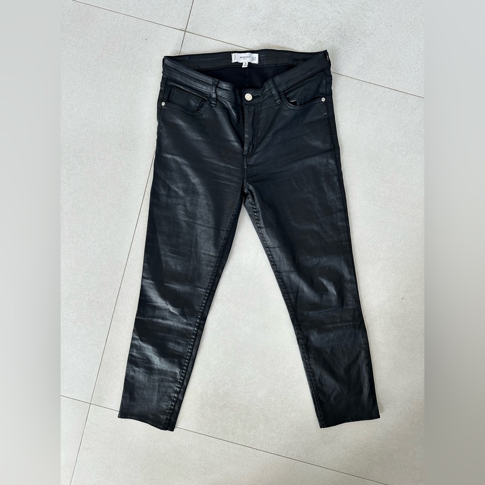 Mango Coated Denim Black Jeans Size 6